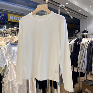 显瘦基础款 T恤修身 上衣潮 女长袖 三可6920羊绒常规圆领内搭打底衫