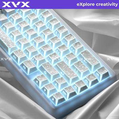 XVX碳纹折影果冻键帽原厂侧刻透光磁轴机械键盘帽ev63碳纤维纹