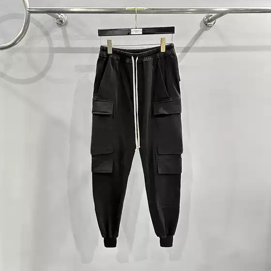 New European and American Dark Ro Style Men's Workwear Multi-Flap Pocket Pants Details Casual Punk Versatile Elastic Leggings