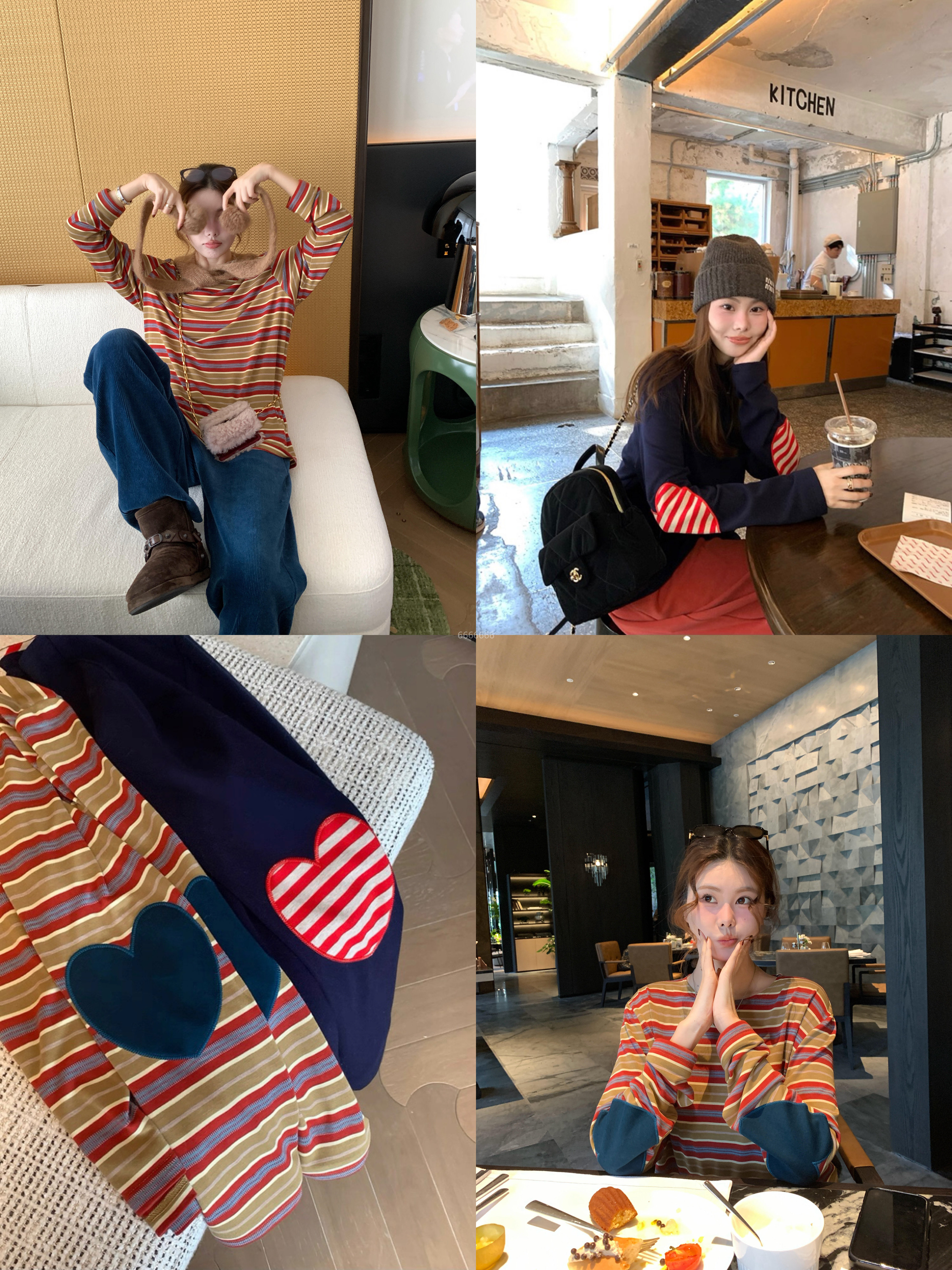 四季硬通货爱心刺绣贴布条纹打底亲肤弹力修身显瘦圆领打底衫,女装/女士精品,T恤,淘宝优惠券,粉丝福利购,淘宝优惠卷