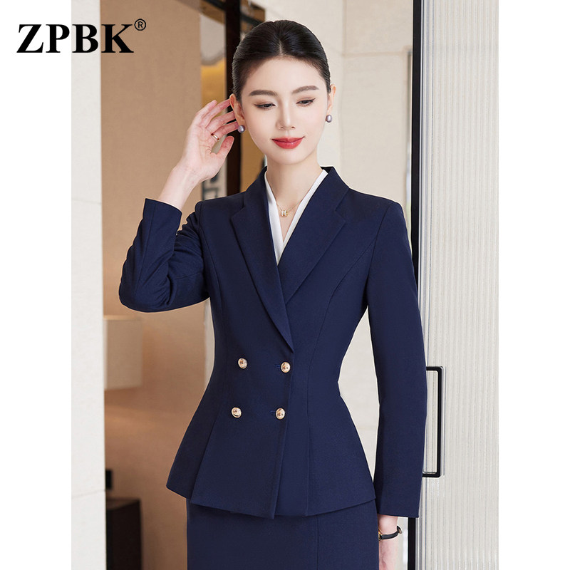 高端职业西装套装女2026春季新款修身收腰双排扣高级感商务工作服