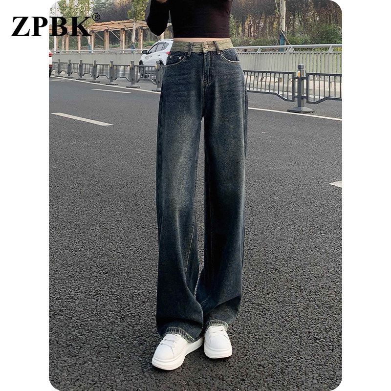 复古宽松高腰牛仔裤女2025秋季新款小个子简约遮胯显瘦通勤阔腿裤,女装/女士精品,牛仔裤,淘宝优惠券,粉丝福利购,淘宝优惠卷