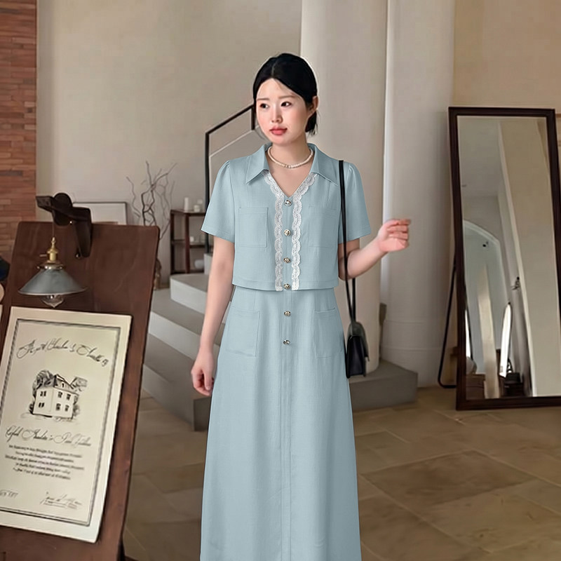 (库存同步)微胖大码女装法式夏季仙女裙子显瘦收腰显身材连衣裙