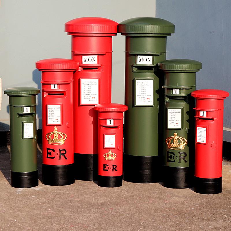复古邮筒摆件创意巨型存钱罐筒超大号纸币储钱罐大人可存可取铁艺