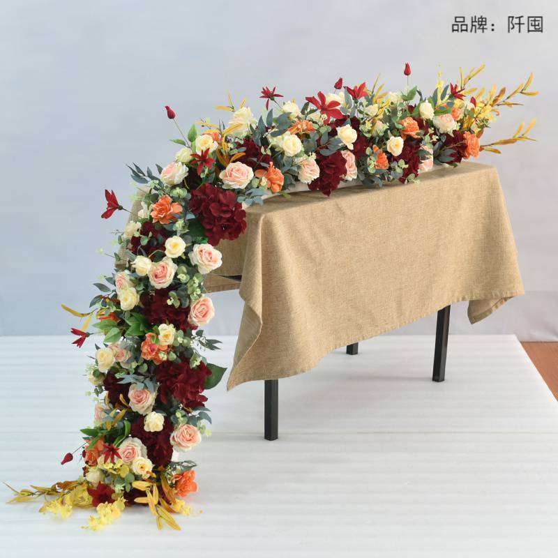 长桌餐桌花摆花仿真花酒店婚庆生日宴会商务会议交车装饰花艺摆件