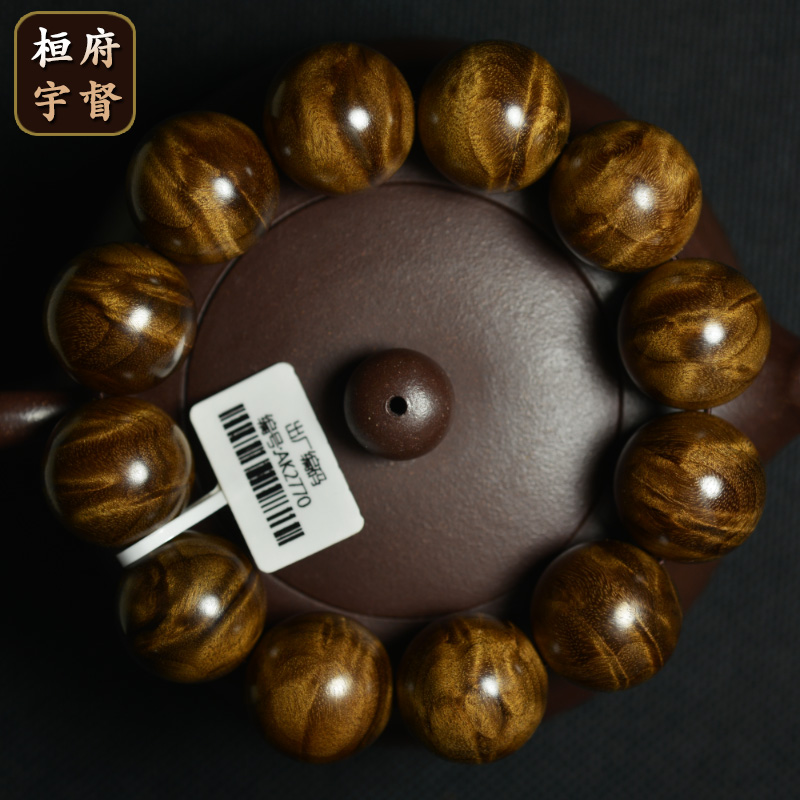 闪电纹手串金丝楠木一物一拍孤品