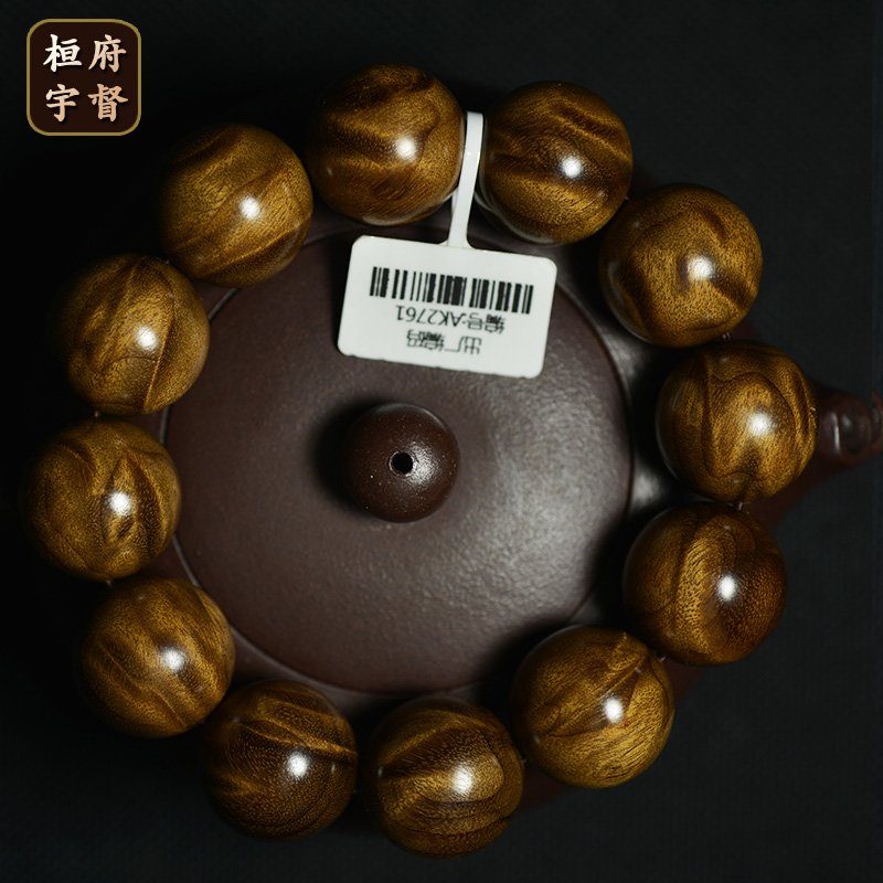 筠连桢楠金丝楠木手串顺纹水波