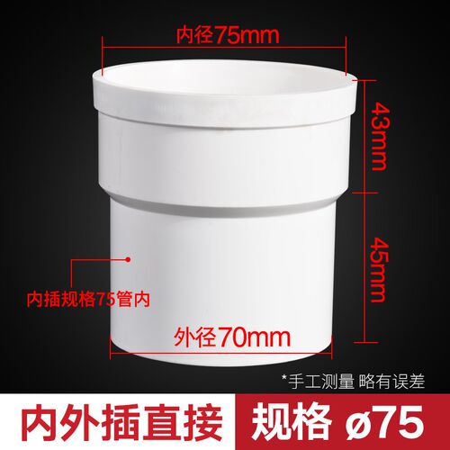 PVC内外插直接弯头三通排水管延长接头中下缩口直插堵头50 75 110