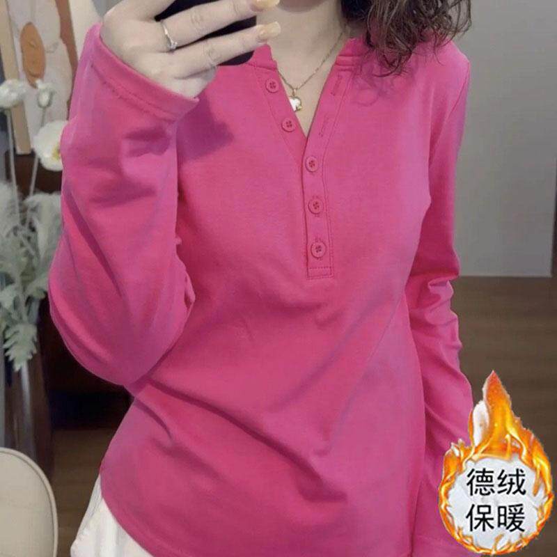 韩版时尚V领长袖显瘦秋冬新款德