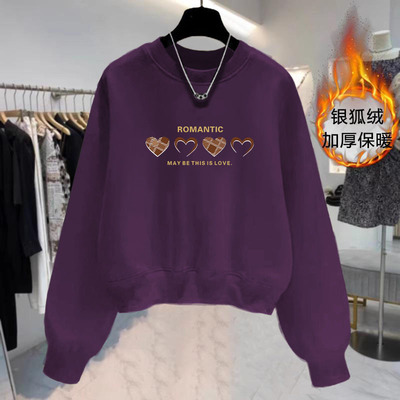 简约印花设计感短款外套加绒