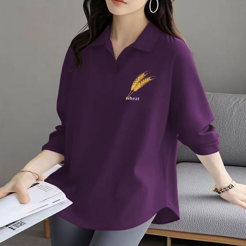 不规则弧形下摆POLO衫100%纯棉2025新款简约长袖大码薄款百搭T恤