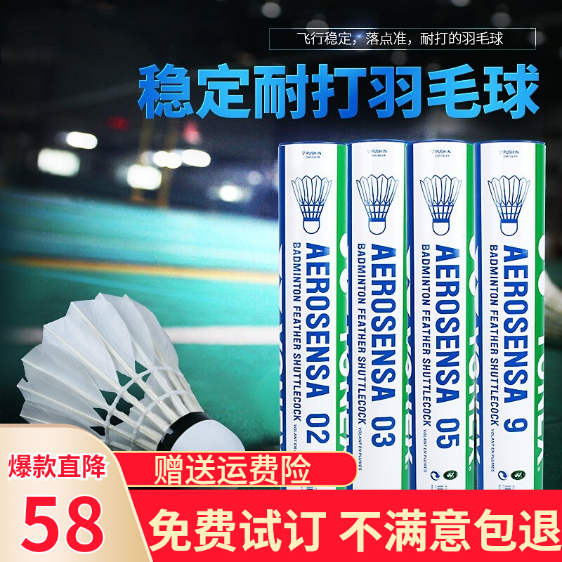 YY羽毛球耐打室内外防风专业训练比赛专用球AS9/AS05鸭毛球鹅毛球