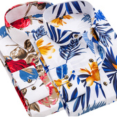 衬衫 短袖 男士 长袖 青中年修身 印花衬衣春夏季 碎花商务休闲爸爸男装