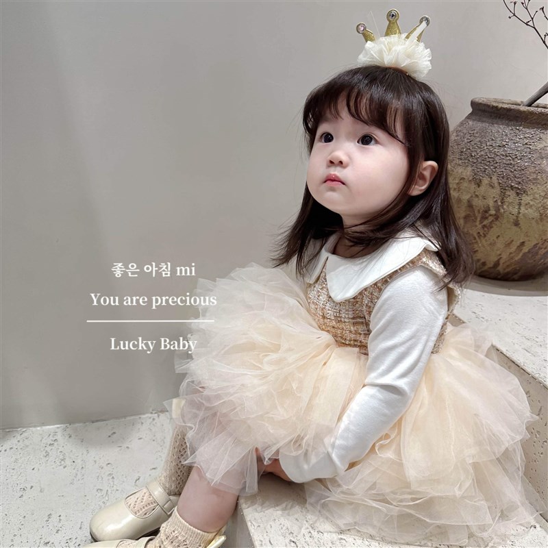 宝宝周岁礼服女婴儿百天生日公主裙蓬蓬网纱女童套装洋气秋冬加绒