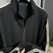 侧编织条空气层卫衣开衫 黒京系列减标 夹克 秋季 男士 木巨699