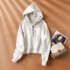 半拉链连帽宽松卫衣加绒套头外套女冬休闲运动小个子短款 外套女冬