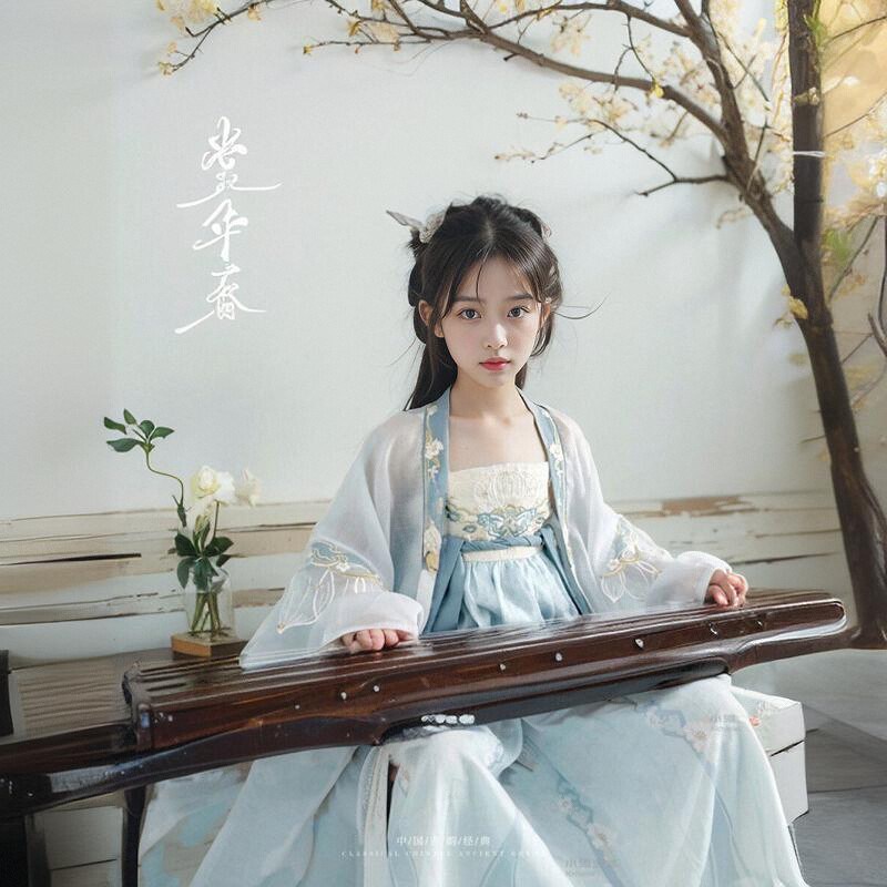 汉服女童春夏新款古风超仙古装蓝色儿童中国风夏季春秋服装演出服