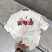 宽松重磅水洗棉短袖 T恤男夏季 简约休闲字母圆领上衣半袖 美式 衫 潮