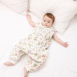 安旦秋冬睡袋婴儿二合一竹棉可拆卸袖宝宝四层夹棉睡衣安旦睡袋