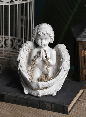 北欧翅膀天使卧室书房儿童房小摆件可爱天使树脂工艺品摆件店铺品