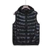 2020秋冬新款 大码 轻薄款 羽绒背心女马甲坎肩连帽外套中老年妈妈装