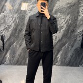 高级感翻领夹克衣服男款 麦穗商务休闲外套潮牌工装 上衣2024新款