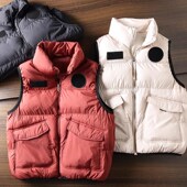 风 高蓬松 秋冬男士 工装 大口袋纯色加厚立领无袖 坎肩百搭棉马甲