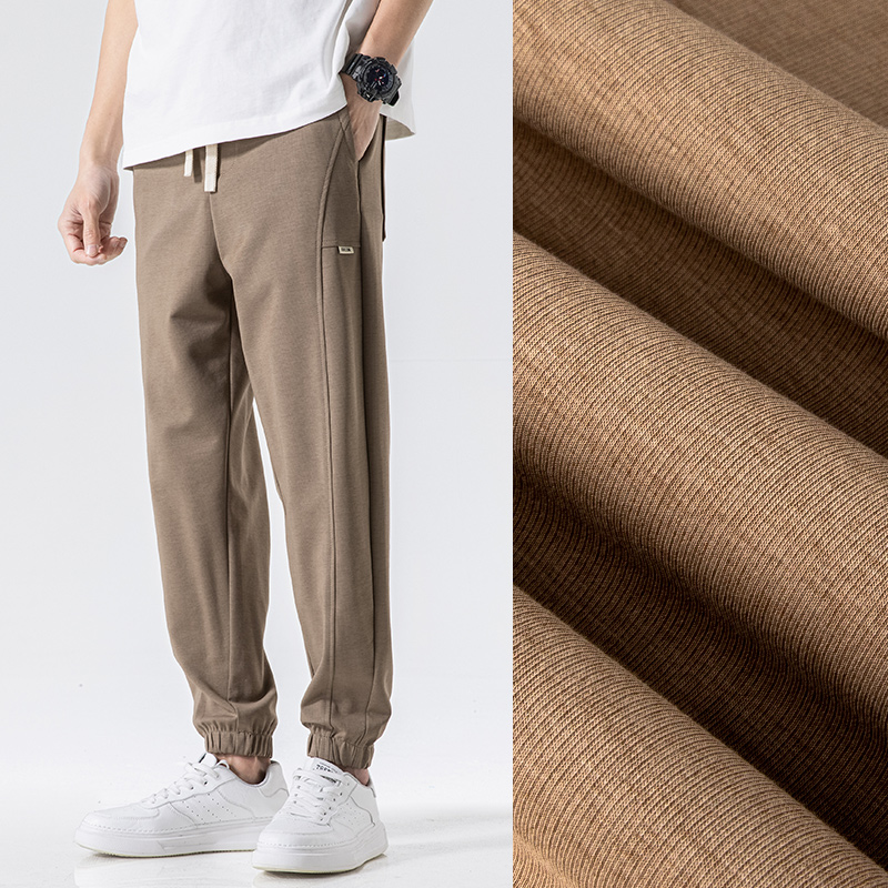 冰丝休闲裤子男士夏季束脚宽松抽绳弹力薄款男裤运动工装裤子男款