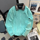 重磅立体裁剪刺绣翻领夹克男装 宽松廓形设计感拉链棒球服运动外套