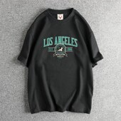 老鹰字母图案短袖 T恤美式 复古潮流夏季 定织凉感棉 宽松男女半袖