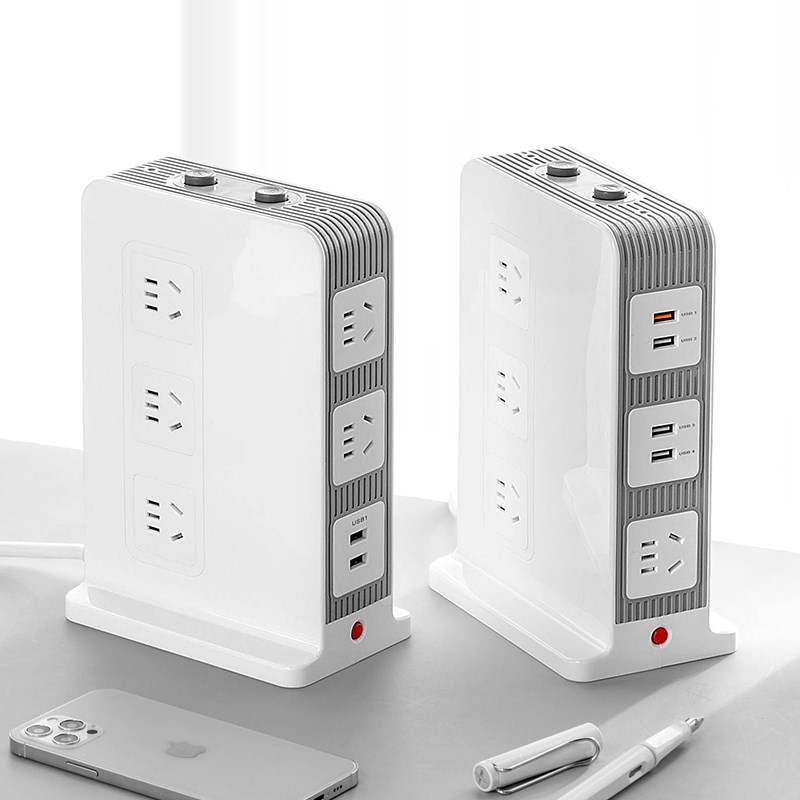 纯铜立式多插位插座魔方多功能塔形家用接线板面板多孔多功率插排