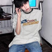 T恤男女夏季 100%纯棉国潮美式 复古拼接插肩短袖 潮流情侣宽松上衣