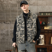 迷彩工装 立领马甲男2024春秋新款 户外战术宽松休闲坎肩马夹背心潮