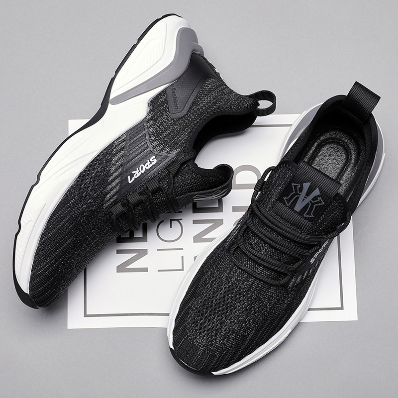 男士休闲鞋2025年新款时尚夏季运动网面鞋百搭透气软底飞织男鞋子