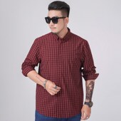 上衣春秋季 长袖 格子宽松胖子特大号衬衣加肥加大码 男装 衬衫 男大码