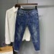 牛仔裤 小脚长裤 男九分裤 新款 男士 水洗弹力修身 夏季 潮牌蓝色韩版 子