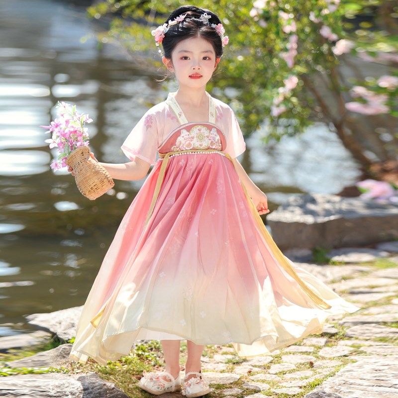 汉服女童春夏季2025新款古装超仙小女孩中国风连衣裙儿童演出服装