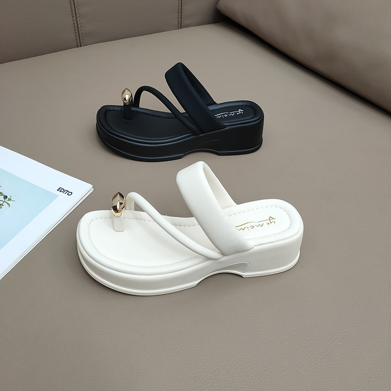 坡跟拖鞋女夏季外穿20q23新款韩版夹脚套趾细带凉鞋增高厚底凉拖