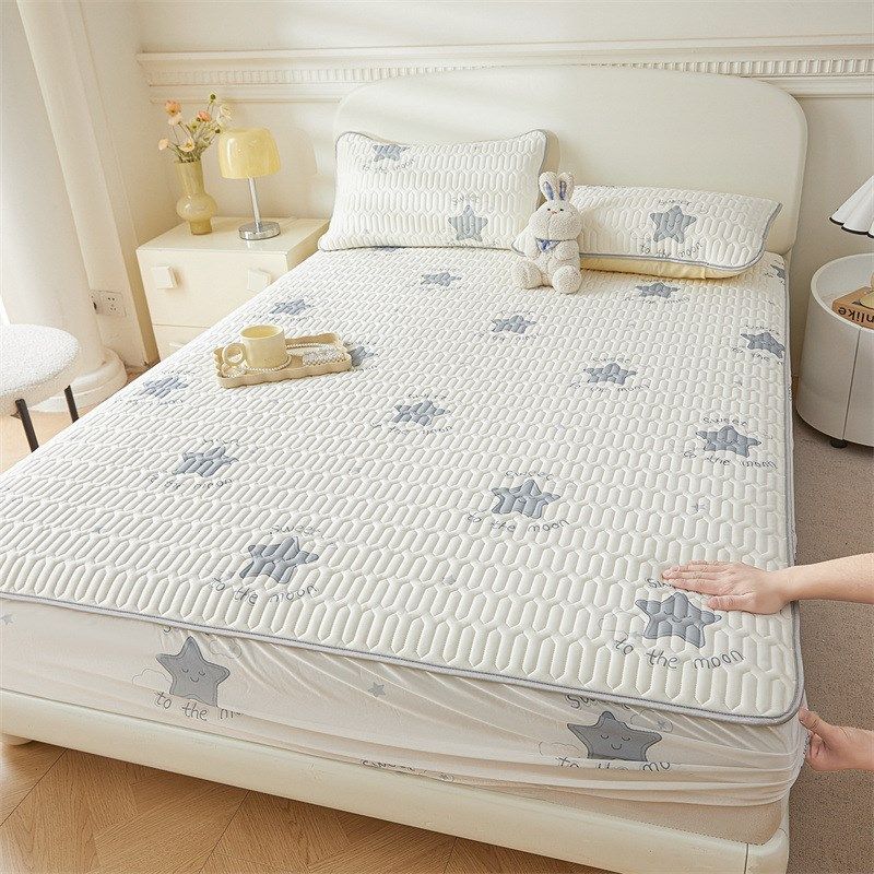 A类抗菌凉感f丝乳胶床笠三件套夏季梦思床罩可折叠机洗冰丝软凉席