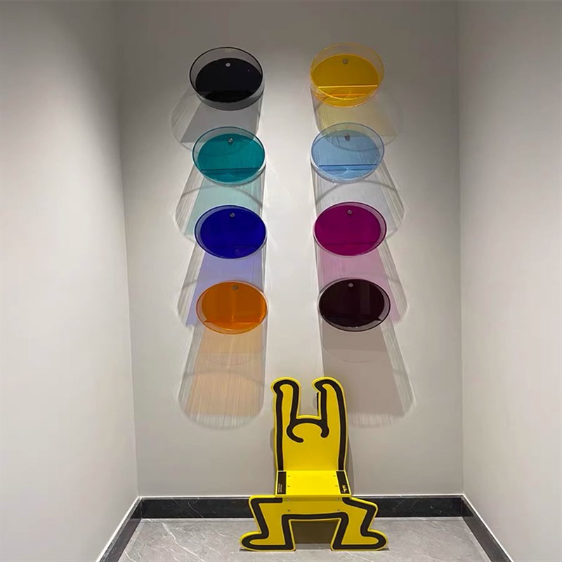 亚克力透明书架圆形壁挂上墙创意手办公仔置物收纳架陈列架装饰