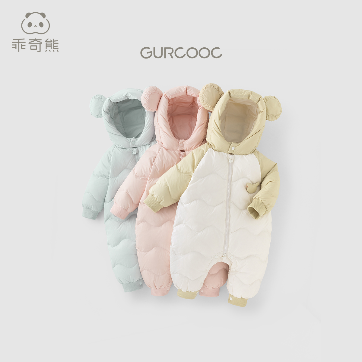 男女宝宝轻薄羽绒连体衣冬季婴儿保暖连帽哈衣服外出爬服加厚冬装