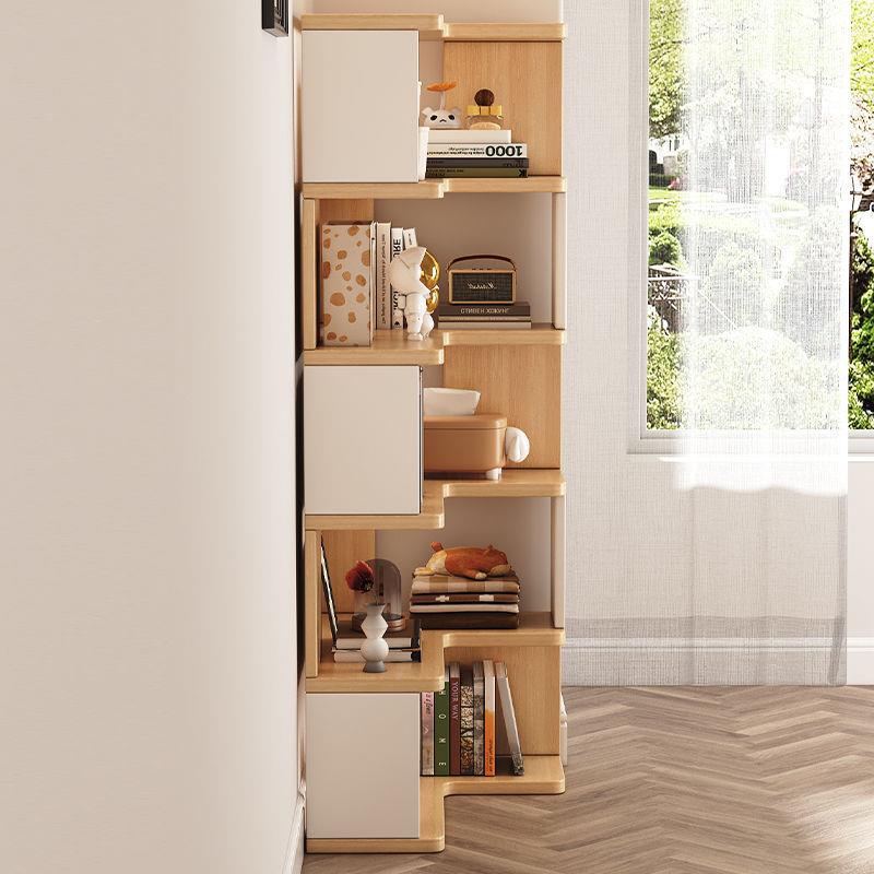 网红置物架落地转角家用书柜角柜多层拐角收纳实木简易书架客厅