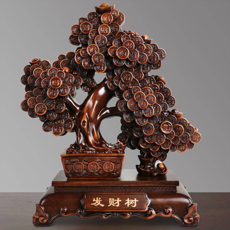 树脂工艺品招财树发财树摆件客厅办公室公司开业乔迁送礼工厂
