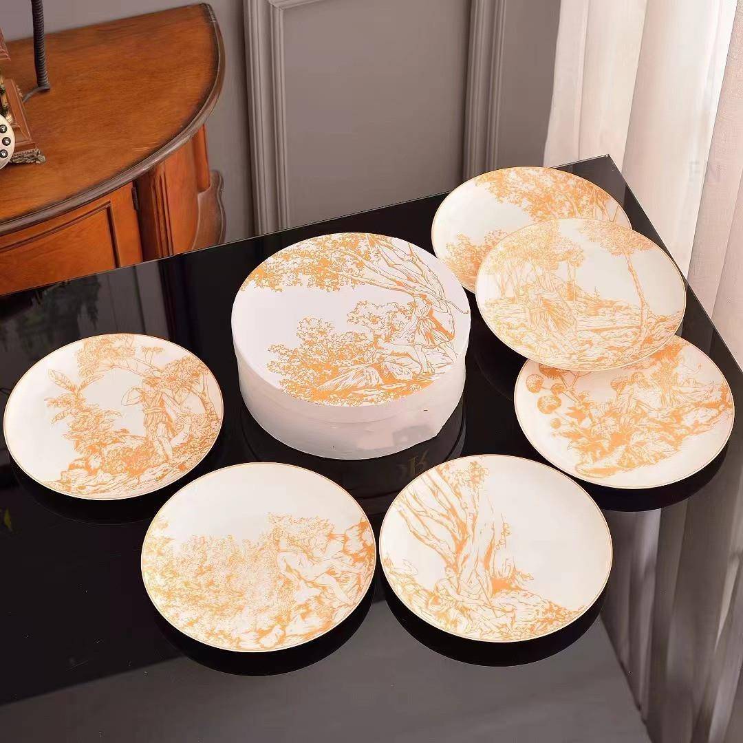 简约欧式现代清新家用陶瓷西餐盘子骨瓷牛排摆件餐具装饰套装