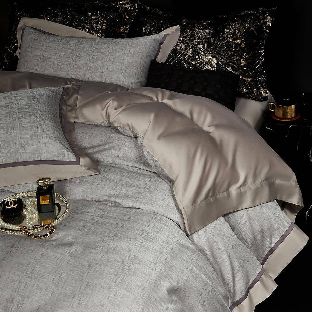 美式轻奢风120支天丝棉四件套色织提花丝滑细腻日常用四季被套