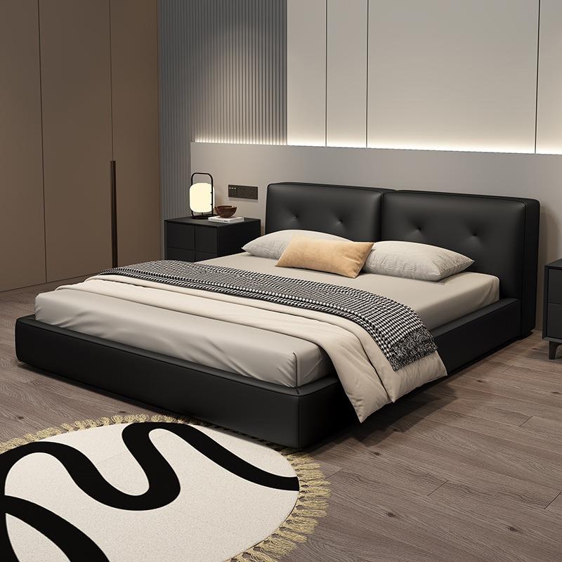 迪兰床主卧高端大气意式极简软包现代简约双人床储物真皮床