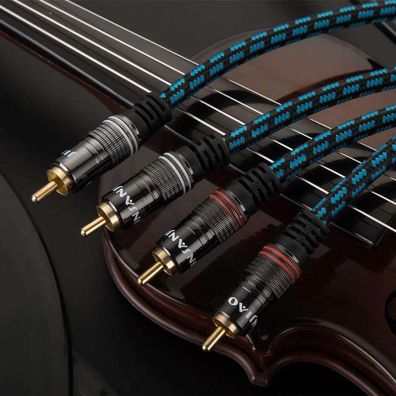 JSJ金三角 双莲花四头音频线2RCA左右声道发烧级镀银铜功放音响线