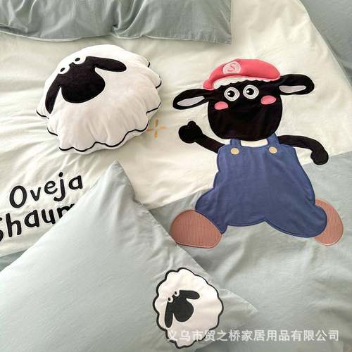 新品50支加密精梳水洗棉金银丝线刺绣男生男孩三件套四件套卡通