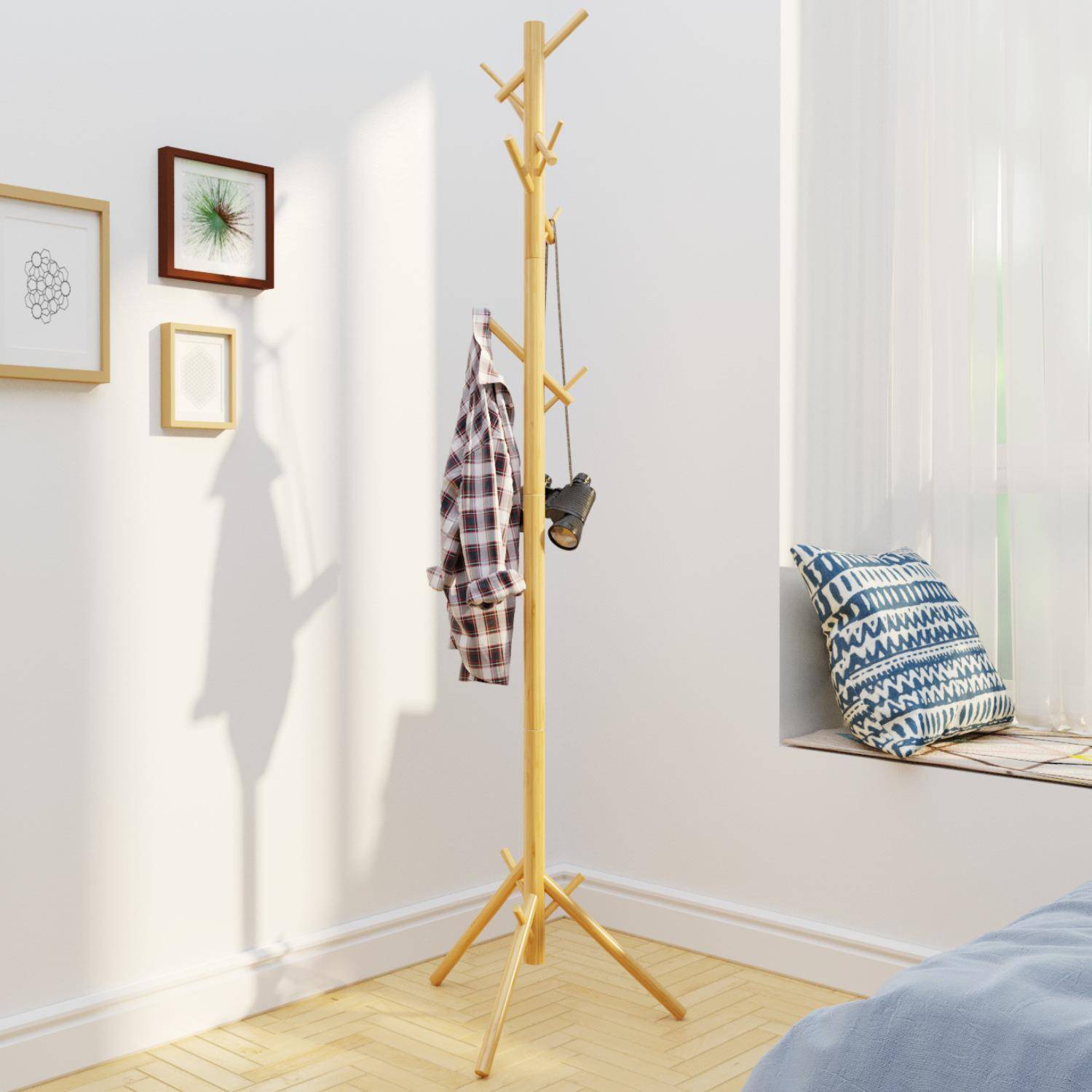 家用衣帽架实木挂衣架卧室简易落地简约办公室客厅挂衣服的衣架子
