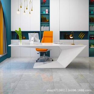 美容院医美咨询桌烤漆老板办公桌简约现代轻奢白色洽谈桌会客桌椅